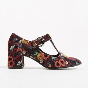 Anthropologie Sam Velvet T-Strap Block Heels